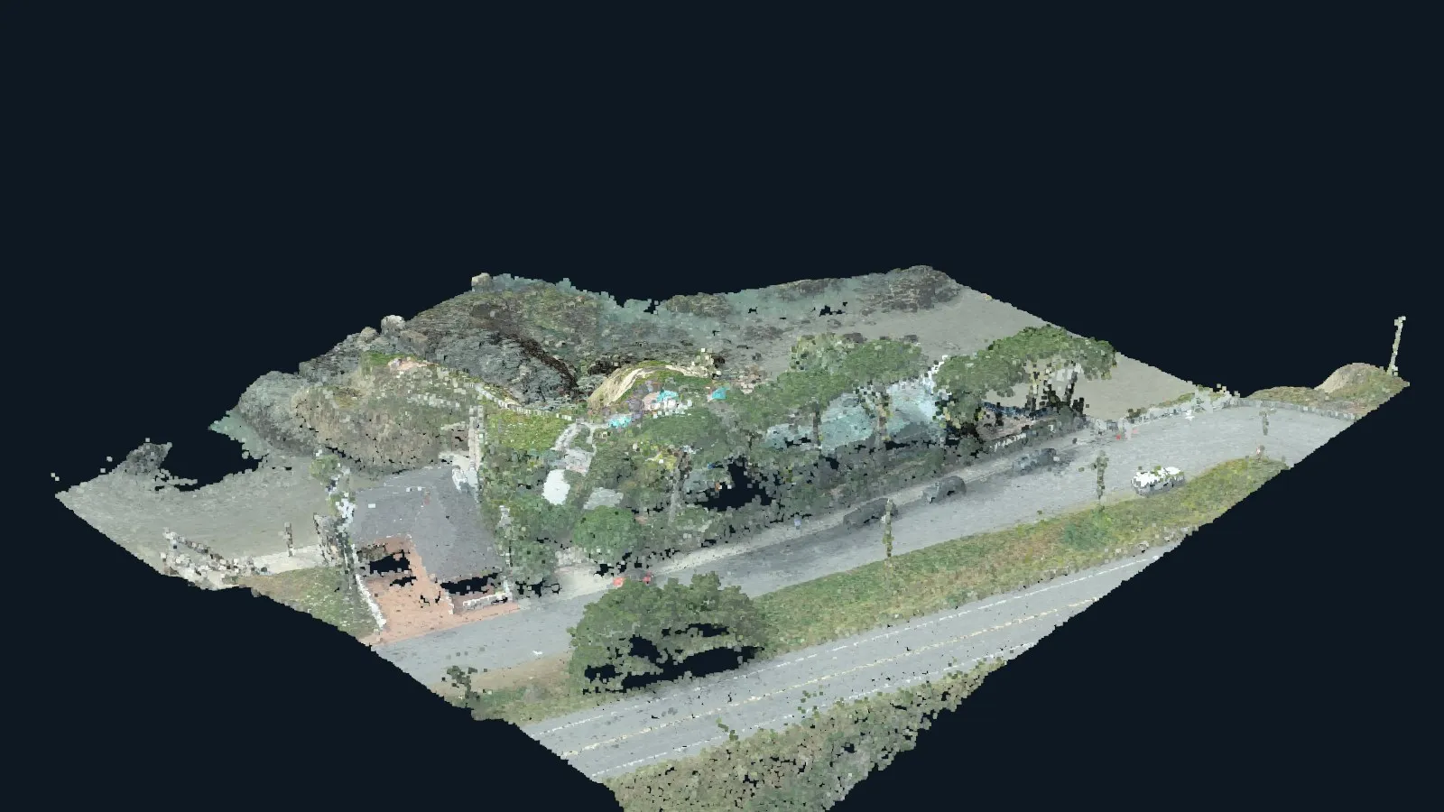 Colorized 3D point-cloud reconstruction of a coastal bluff site