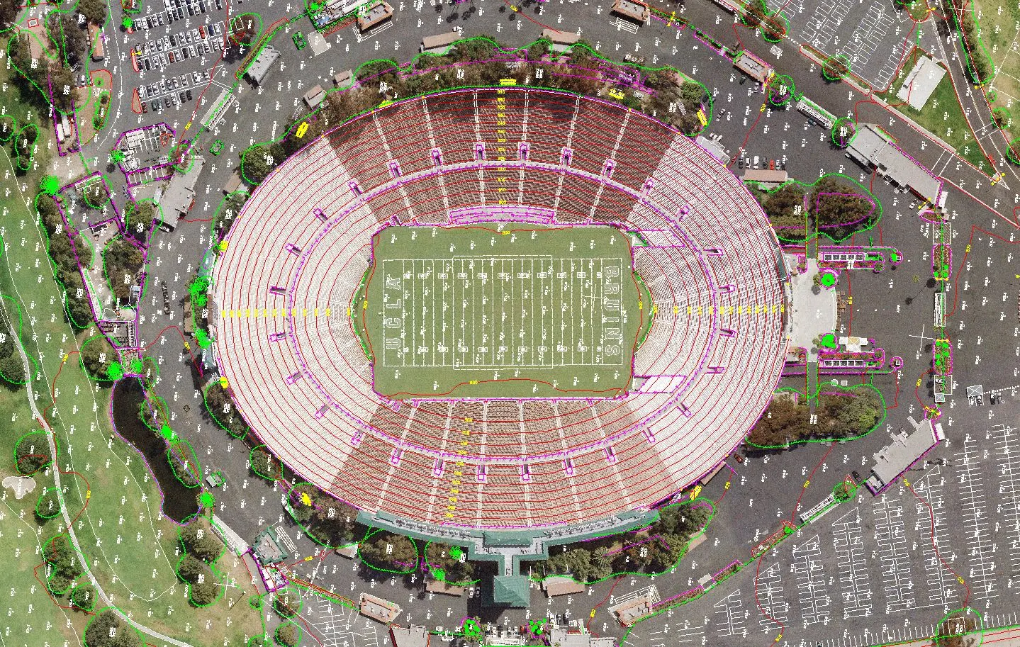 Aerial orthophoto map of Pasadena Rose Bowl, Pasadena, CA
