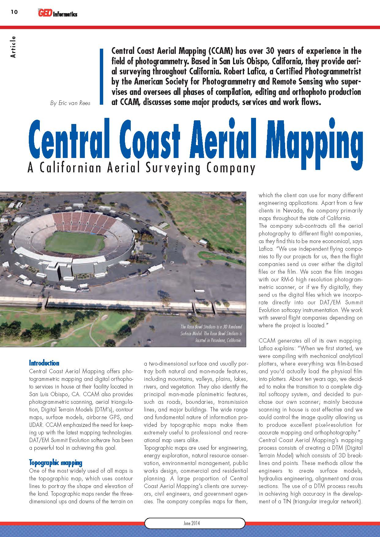 GeoInformatics feature on Central Coast Aerial Mapping — article page 1