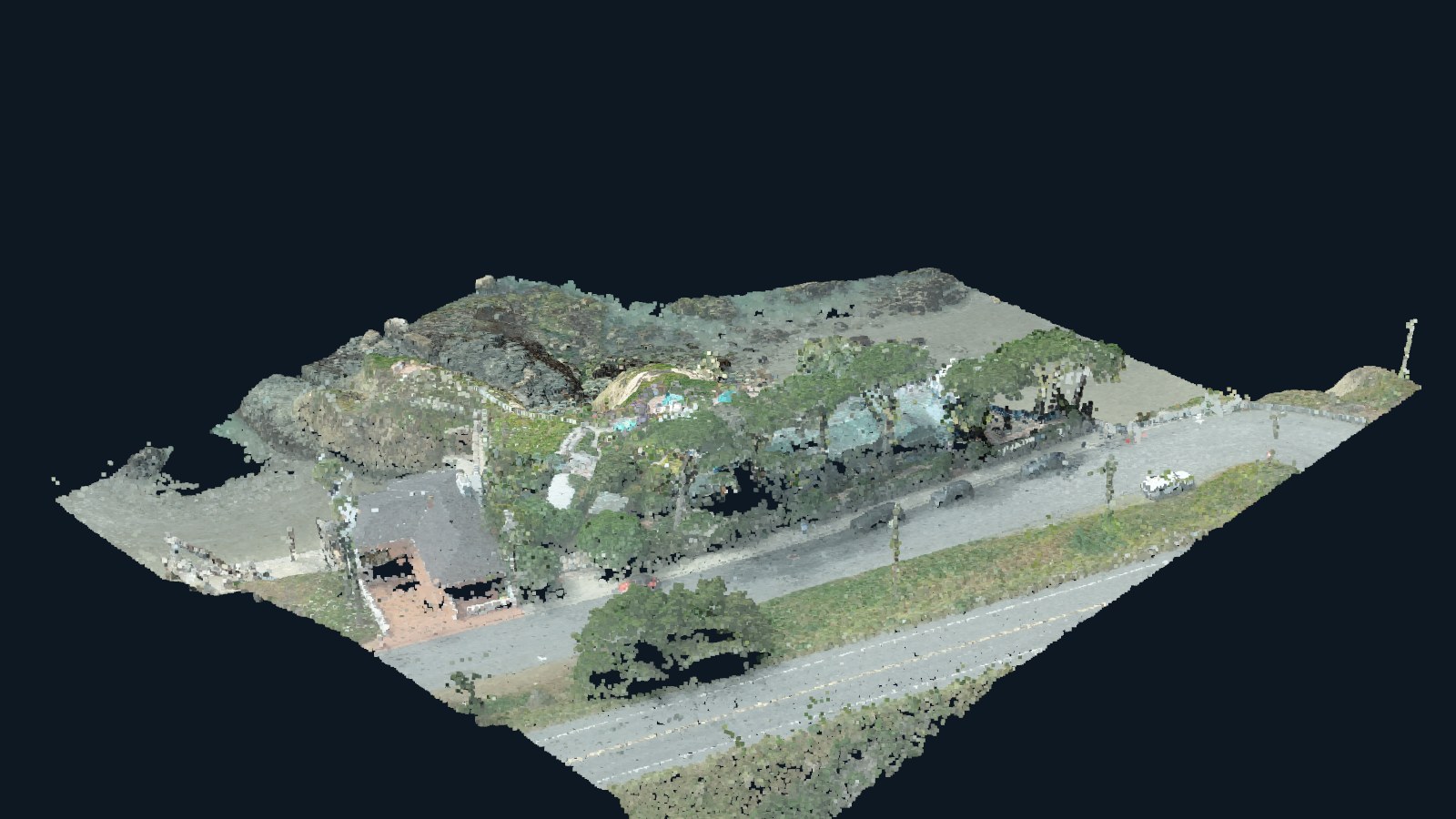 Colorized 3D point-cloud reconstruction of a coastal bluff site