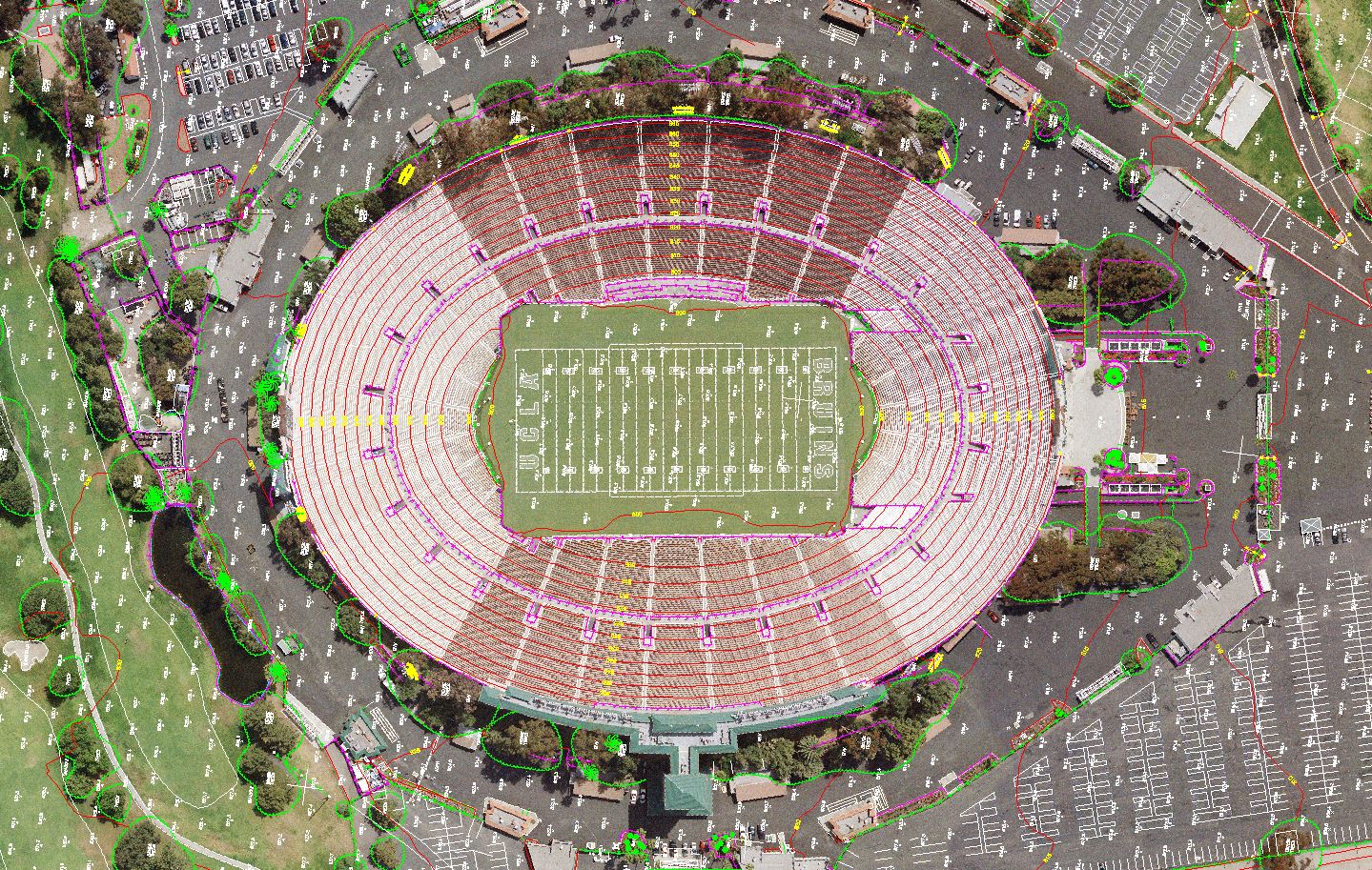 Aerial orthophoto map of Pasadena Rose Bowl, Pasadena, CA